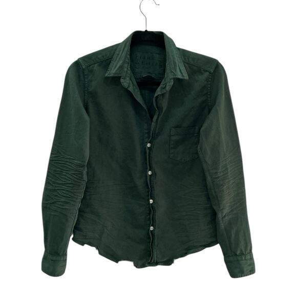 Frank & Eileen Barry Famous Denim Shirt Button Front Forest Green Cotton Size XS - Picture 2 of 10